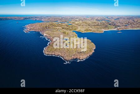 Russie, Oblast de Mourmansk, Teriberka, vue aérienne du littoral de la mer de Barents Banque D'Images
