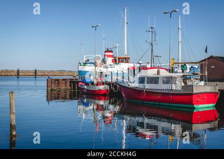 Danemark, région du sud du Danemark, Marstal, bateaux de pêche amarrés dans la marina Banque D'Images