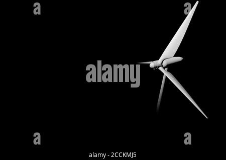 le concept de rendu 3d d'une éolienne est coupé un arrière-plan noir Banque D'Images
