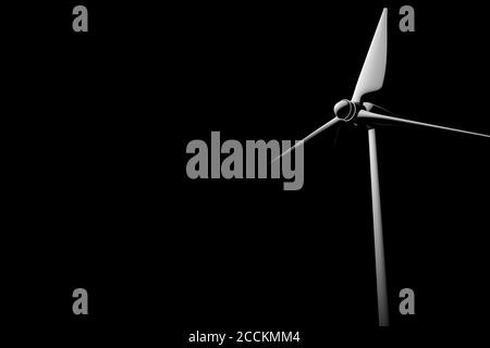 le concept de rendu 3d d'une éolienne est coupé un arrière-plan noir Banque D'Images