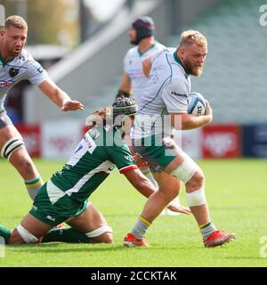 Twickenham, Royaume-Uni. 22 août 2020. Mike Haywood de Northampton Saints en action lors du match de rugby Gallagher Premiership entre London Irish et Northampton Saints à Twickenham Stoop, Twickenham, Angleterre, le 22 août 2020. Photo de Ken Sparks. Utilisation éditoriale uniquement, licence requise pour une utilisation commerciale. Aucune utilisation dans les Paris, les jeux ou les publications d'un seul club/ligue/joueur. Crédit : UK Sports pics Ltd/Alay Live News Banque D'Images