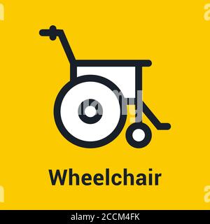 icône fauteuil roulant sur fond jaune. illustration vectorielle plate. Illustration de Vecteur