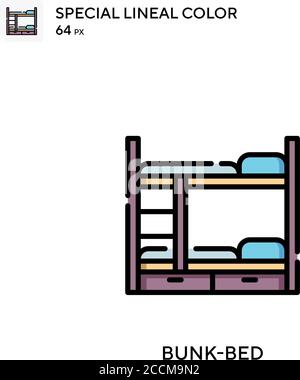 Lits superposés icône de couleur spéciale. Modèle de conception de symbole d'illustration pour élément d'interface utilisateur Web mobile. Pictogramme moderne de couleur parfaite sur contour modifiable. Illustration de Vecteur