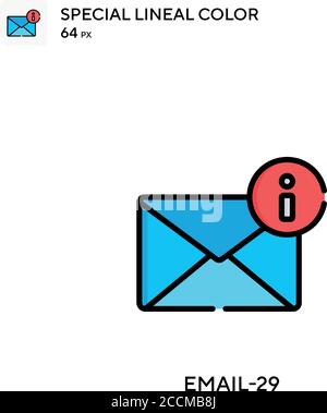 E-mail-29 icône de couleur de ligne spéciale. Modèle de conception de symbole d'illustration pour élément d'interface utilisateur Web mobile. Pictogramme moderne de couleur parfaite sur contour modifiable. Illustration de Vecteur