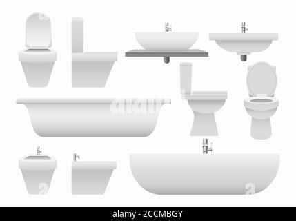 Collection de salle de bain 3D réaliste Illustration de Vecteur