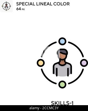 Compétences-1 icône de couleur spéciale de ligne. Modèle de conception de symbole d'illustration pour élément d'interface utilisateur Web mobile. Pictogramme moderne de couleur parfaite sur contour modifiable. Illustration de Vecteur