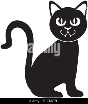 Silhouette De Chat Noir Assis Isole Sur Fond Blanc Illustration Vectorielle Icone Clip Art Image Vectorielle Stock Alamy