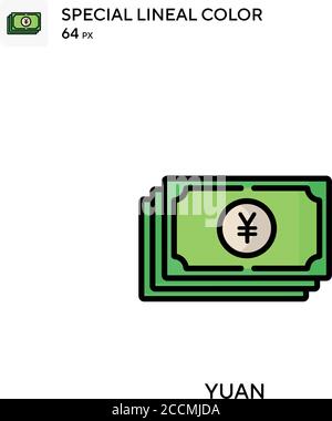 Icône de couleur spéciale de ligne yuan. Modèle de conception de symbole d'illustration pour élément d'interface utilisateur Web mobile. Pictogramme moderne de couleur parfaite sur contour modifiable. Illustration de Vecteur