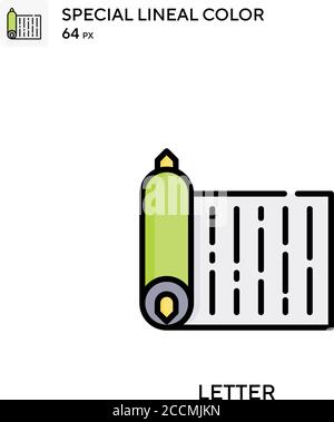Lettre icône de couleur spéciale de ligne. Modèle de conception de symbole d'illustration pour élément d'interface utilisateur Web mobile. Pictogramme moderne de couleur parfaite sur contour modifiable. Illustration de Vecteur