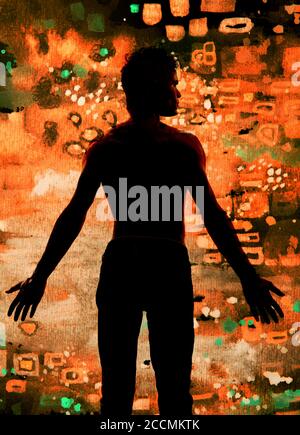 Un portrait combiné à une peinture Banque D'Images