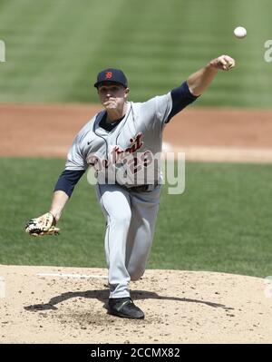 Cleveland, États-Unis. 23 août 2020. Detroit Tigers Tarik Skubal (29) présente le premier repas contre les Cleveland Indians au progressive Field de Cleveland, Ohio, le dimanche 23 août 2020. Photo par Aaron Josefczyk/UPI crédit: UPI/Alay Live News Banque D'Images