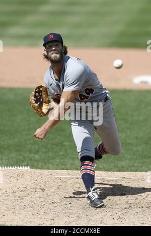 Cleveland, États-Unis. 23 août 2020. Detroit Tigers Daniel Norris (44) présente le sixième dîner contre les Cleveland Indians au progressive Field à Cleveland, Ohio, le dimanche 23 août 2020. Photo par Aaron Josefczyk/UPI crédit: UPI/Alay Live News Banque D'Images