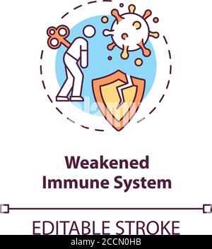 Icône de concept de système immunitaire affaibli Illustration de Vecteur