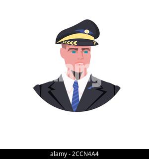 homme pilote en uniforme homme capitaine avatar aviation concept portrait illustration vectorielle Illustration de Vecteur