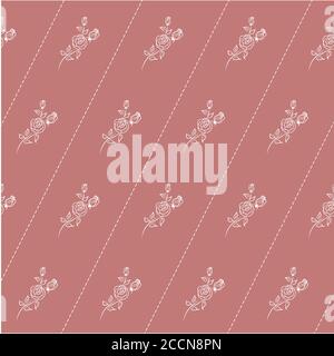 Motif sans couture avec fleurs roses sur rose, illustration florale vectorielle dans un style vintage Illustration de Vecteur