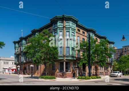 Bâtiments du centre-ville de Mason City Banque D'Images