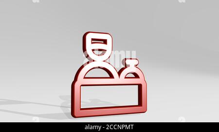 Réception hôtel cloche 3D icône casting ombre, illustration 3D Banque D'Images