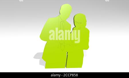 HOMME ET FEMME TRAVAILLANT icône de dessin 3D sur sol blanc, illustration 3D Banque D'Images