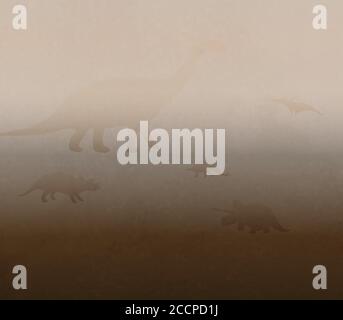 Dinosaures préhistoriques dans la tempête de sable Illustration de Vecteur