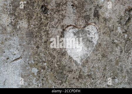 Forme d'un coeur sur un vieux mur en béton Banque D'Images