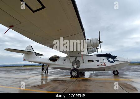 Le 22 août 2020, PBY Catalina consolidé est vu lors du salon aérien de deux jours à Cheb, en République tchèque. (CTK photo/Slavomir Kubes) Banque D'Images