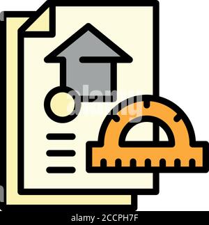 Icône de projet de maison de protracteur d'architecte. Outline architecte protractor maison projet vecteur icône pour la conception de sites Web isolé sur fond blanc Illustration de Vecteur