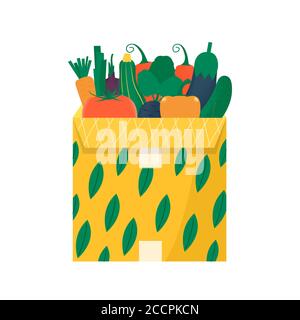 Emballages en carton avec des fruits et des légumes pour les icônes de livraison. Lot de colis postaux, colis, boîtes, lettres, enveloppes. Colis pour livraison en ligne Illustration de Vecteur