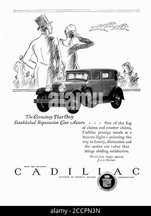 Publicité vers 1927, pour Cadillac, une division de General Motors Banque D'Images