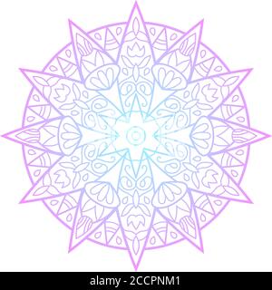 Ornement de mandala bleu rose, illustration vectorielle abstraite sur fond blanc. Imprimé mandala dégradé pour un design psychédélique. Médaille géométrique Illustration de Vecteur