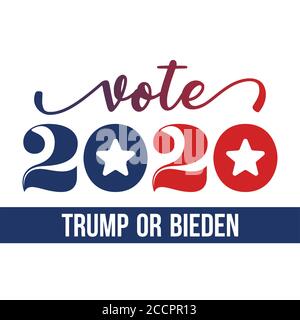 Vote 2020 Donald Trump ou Joe Biden - illustration vectorielle. Illustration vectorielle. Texte de Trump pour l'élection présidentielle de la campagne des États-Unis. 24 août 2020, Wa Illustration de Vecteur