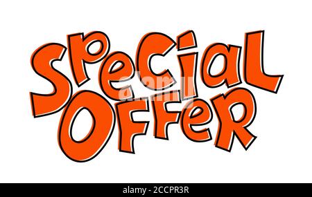 Étiquette à lettrage vectoriel d'offre spéciale sur fond blanc. Autocollant de solde du Vendredi fou. Étiquette de réduction dans un magasin physique ou en ligne. Étiquette rouge pour la remise Illustration de Vecteur