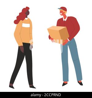 Aide humanitaire ou livraison de colis par la société logistique Illustration de Vecteur