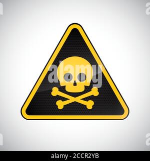 Attention, danger d'empoisonnement. Panneau de danger de poison noir jaune carbone sur fond blanc. Icône vecteur d'information. Symbole de protection de conception, mais Illustration de Vecteur