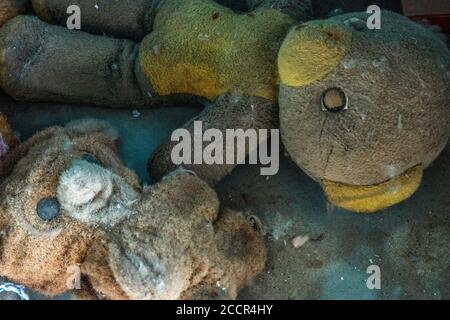 Jouets en peluche radioactifs dans une école maternelle dans la zone d'exclusion De l'accident de Tchernobyl dans la ville de Pripyat Banque D'Images