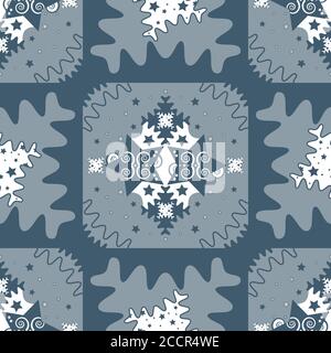 Style de motif d'étoiles et de pièces de puzzle. Motif de noël sans couture. Illustration vectorielle. Illustration de Vecteur