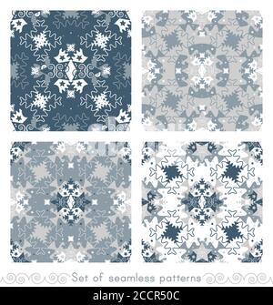 Ensemble de motifs de noël sans couture. Style de motif d'étoiles et de pièces de puzzle. Illustration vectorielle. Illustration de Vecteur