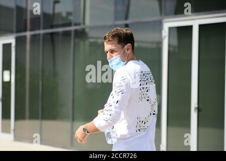 Aaron Ramsey arrive au premier jour de la saison (2020/2021) pour le Juventus FC au stade Allianz, à Turin, en Italie. 24 août 2020. (Photo par Alberto Gandolfo/Pacific Press) crédit: Pacific Press Media production Corp./Alay Live News Banque D'Images