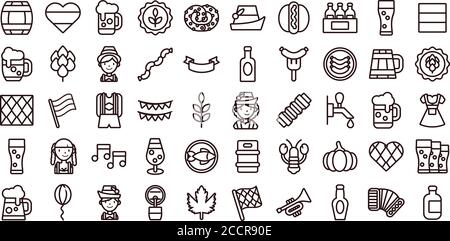 lot de cinquante icônes de jeu oktoberfest illustration vectorielle Illustration de Vecteur