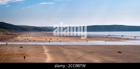 Woolacombe Beach, Devon, Royaume-Uni. Panorama. Banque D'Images