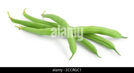Haricots verts isolés sur un fond blanc avec un masque et une profondeur de champ complète, Banque D'Images