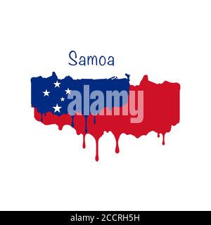 Drapeau des Samoa peint, gouttes de peinture du drapeau des Samoa. Illustration vectorielle de stock isolée sur fond blanc Illustration de Vecteur