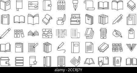 ensemble de cinquante livres documentation ensemble icônes dessin vectoriel d'illustration Illustration de Vecteur