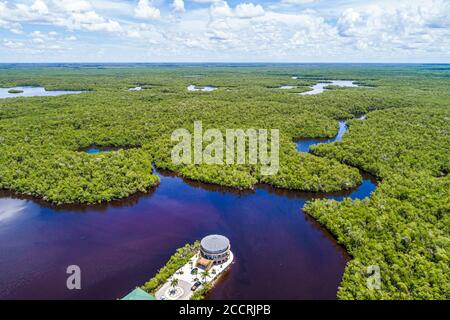 Everglades City Florida, Big Cypress National Preserve Lake Placid Freesia Street, maison ronde maisons résidences vue aérienne, Banque D'Images