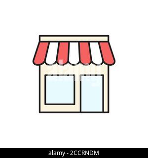 Icône boutique, illustration vectorielle de symbole de vitrine en style plat Illustration de Vecteur