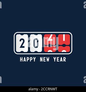 bonne année avec le tableau de bord 2021. concept de tableau à lèvres numérique, modèle de calendrier de fête 2021. modèle de style plat tendance moderne design vectoriel illustrat Illustration de Vecteur