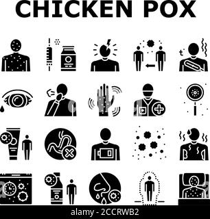 Les icônes de la collection de la maladie du poulet à la pox définissent le vecteur Illustration de Vecteur