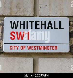Whitehall SW1, Cité de Westminster, panneau routier, Londres, Angleterre Banque D'Images