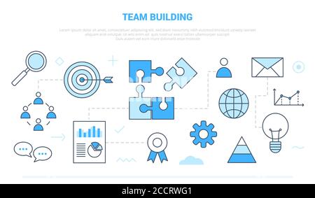 modèle de campagne de concept d'entreprise de développement d'équipe pour la page d'accueil du site web bannière de la page d'accueil avec style d'icône de contour Illustration de Vecteur