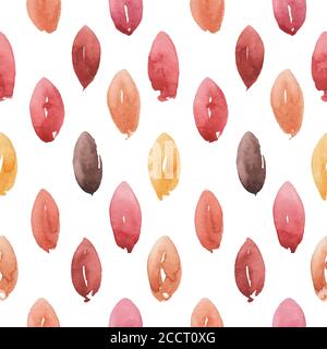 Motif peint à la main sans couture avec taches abstraites aquarelle en automne couleurs Banque D'Images