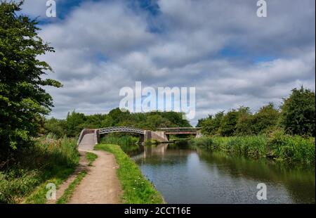 Le canal Dudley à la réserve naturelle locale de Saltwells, près de Merry Hill, Dudley, Black Country, West Midlands Banque D'Images